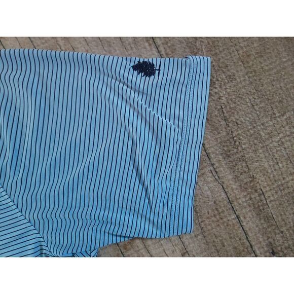 Footjoy Golf Polo Shirt Mens XL Blue Navy Stripe Short Sleeve EUC Microfiber - Picture 4 of 8